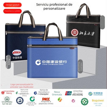 Geantă document Oxford din material Oxford, cu fermoar, formă simplă, brand Lixing