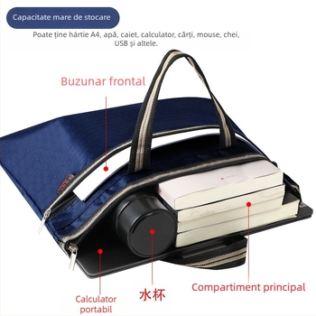 Geantă document Oxford din material Oxford, cu fermoar, formă simplă, brand Lixing
