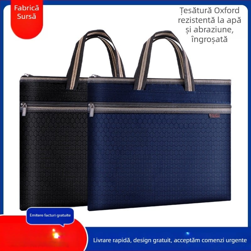 Geantă document Oxford din material Oxford, cu fermoar, formă simplă, brand Lixing