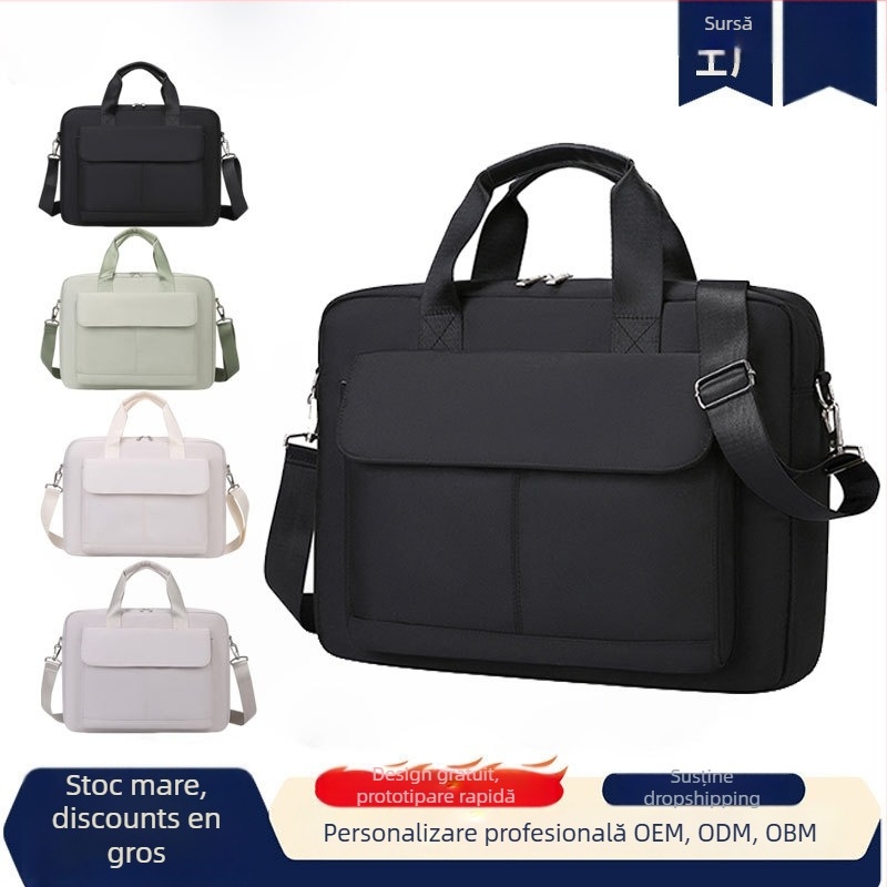 Sac de laptop din Oxford, rezistent la uzură și ușor de depozitat, stil urban minimalist, căptușeală poliester, unisex