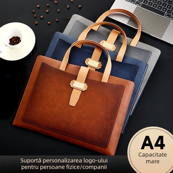 Geantă pentru documente A4 din piele, mapă de afaceri portabilă pentru contracte, cu logo personalizat