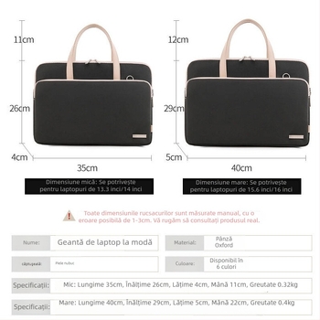 Geantă pentru laptop, material Oxford rezistent, căptușeală din nailon, stil urban minimalist, geantă de afaceri portabilă