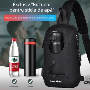 Locoer Geantă de Piept pentru Bărbați, cu Suport pentru Sticlă de Apă, Impermeabilă, Corduroy, Căptușeală Oxford, pentru Călătorii de Afaceri