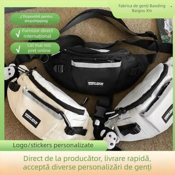 Geantă crossbody pentru bărbați, stil urban minimalist, material Oxford, închidere cu fermoar, buzunare pentru telefon și documente, buzunar interior.