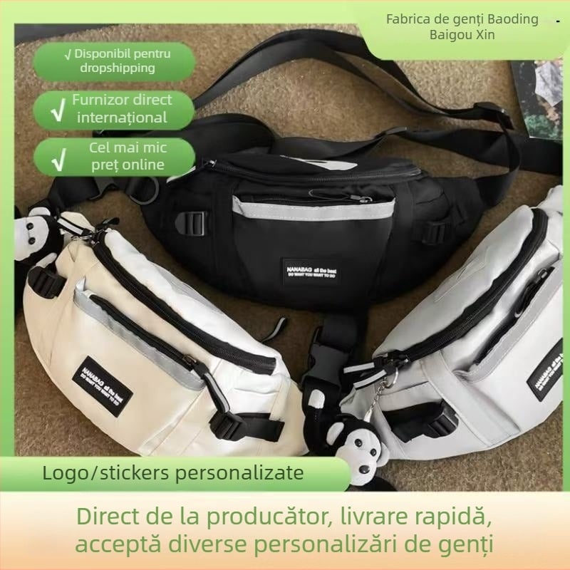 Geantă crossbody pentru bărbați, stil urban minimalist, material Oxford, închidere cu fermoar, buzunare pentru telefon și documente, buzunar interior.