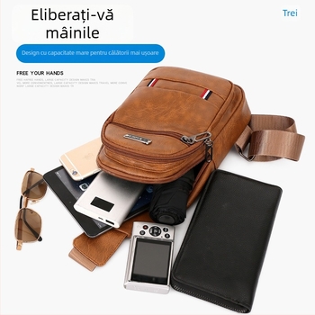 Geantă de talie pentru bărbați - piele PU, impermeabilă, antifurt, multifuncțională, design crossbody