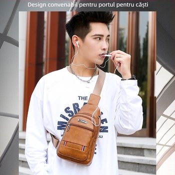 Geantă de talie pentru bărbați - piele PU, impermeabilă, antifurt, multifuncțională, design crossbody