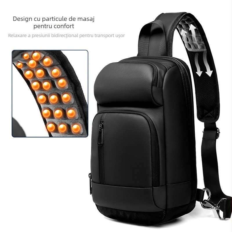 Geantă toracică pentru bărbați crossbody - PVC, respirabil, model solid, căptușeală din poliester, stil pentru afaceri în călătorii