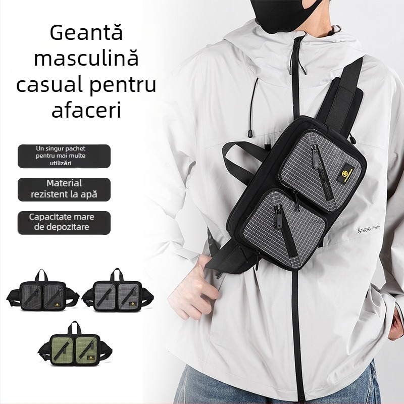 Geantă de piept pentru bărbați din nailon, respirabilă, căptușeală din poliester, Toamna 2025, pentru călătorii de agrement