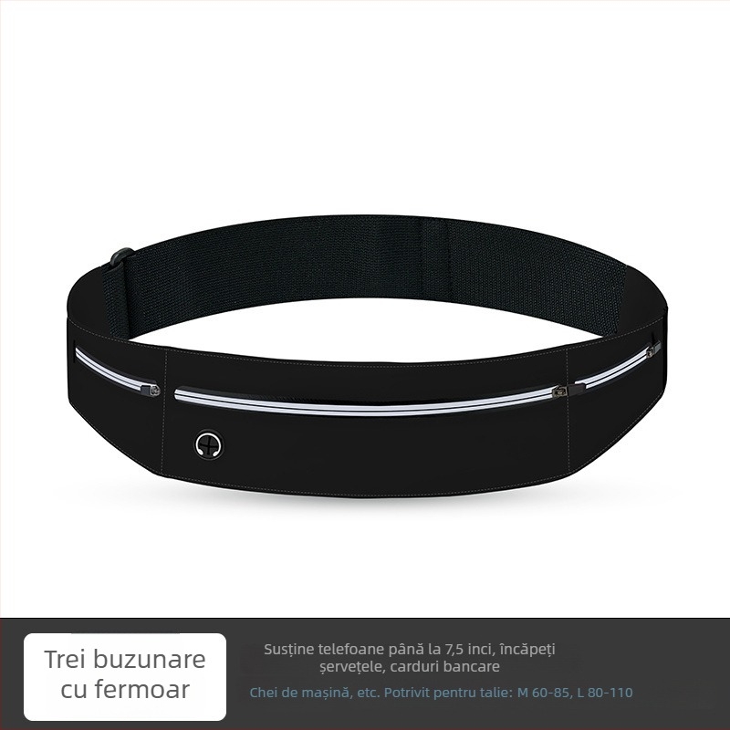 Borsetă de talie pentru alergare, unisex, impermeabilă și ultraușoară, cu protecție anti-furt și siguranță reflectorizantă noaptea; exterior poliester, căptușeală nylon