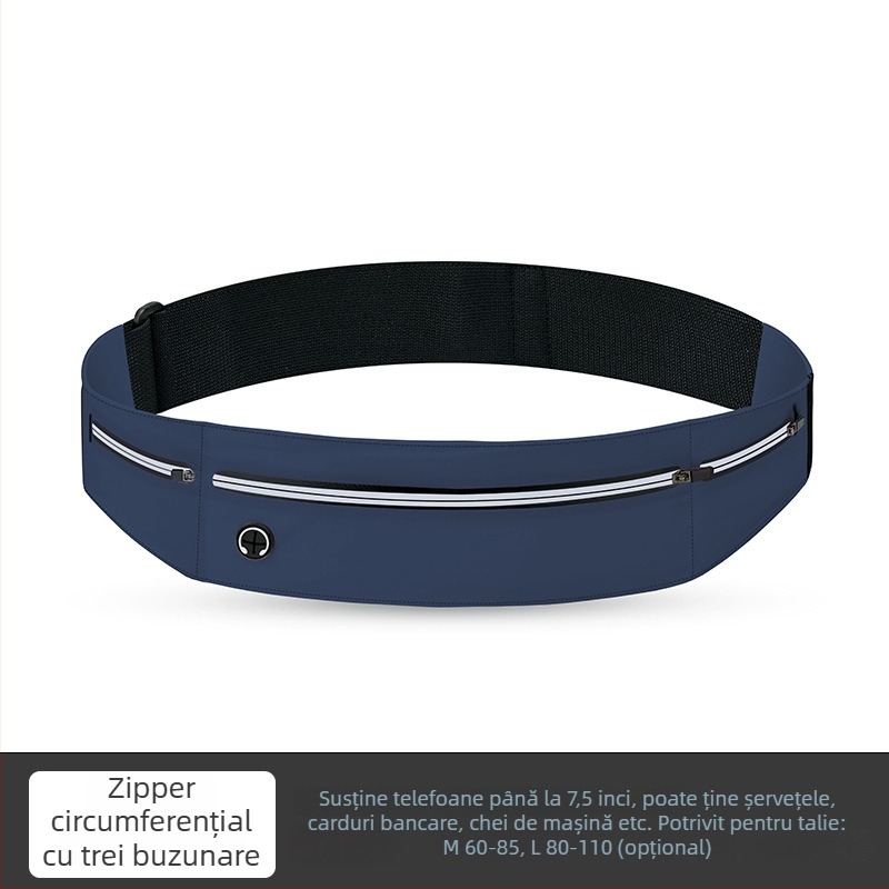 Borsetă de talie pentru alergare, unisex, impermeabilă și ultraușoară, cu protecție anti-furt și siguranță reflectorizantă noaptea; exterior poliester, căptușeală nylon