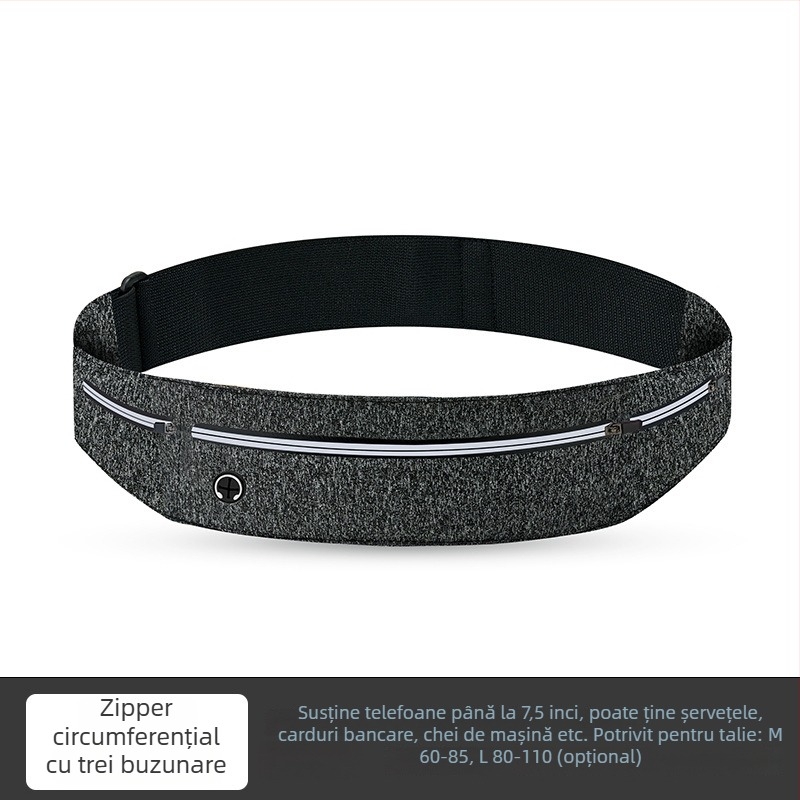 Borsetă de talie pentru alergare, unisex, impermeabilă și ultraușoară, cu protecție anti-furt și siguranță reflectorizantă noaptea; exterior poliester, căptușeală nylon