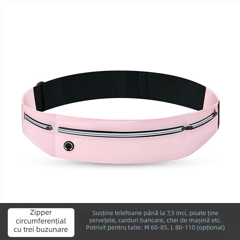 Borsetă de talie pentru alergare, unisex, impermeabilă și ultraușoară, cu protecție anti-furt și siguranță reflectorizantă noaptea; exterior poliester, căptușeală nylon