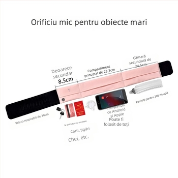 Borsetă de talie pentru alergare cu buzunar pentru telefon, unisex, poliester, respirabil, ultraușor, anti-furt