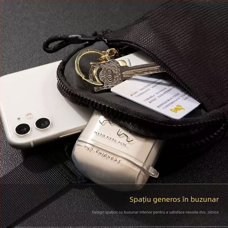 Borsetă din nylon unisex, mică, tip crossbody/talie, pentru telefon, ușoară, rezistentă la apă, pentru alergare