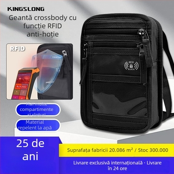 Geantă crossbody de călătorie cu RFID anti-furt pentru pașaport și telefon — material 900D drum, impermeabilă, ușoară, rezistentă la uzură