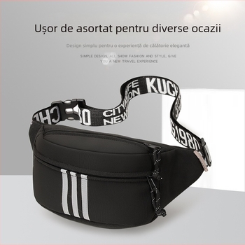 Geantă de piept pentru bărbați, stil urban minimalist, material Oxford, închidere cu fermoar, buzunar pentru telefon, model reflectorizant
