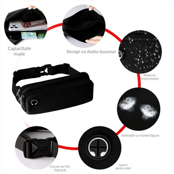 Borsetă talie sport unisex – Lycra, respirabilă, impermeabilă și rezistentă la uzură pentru sport în aer liber