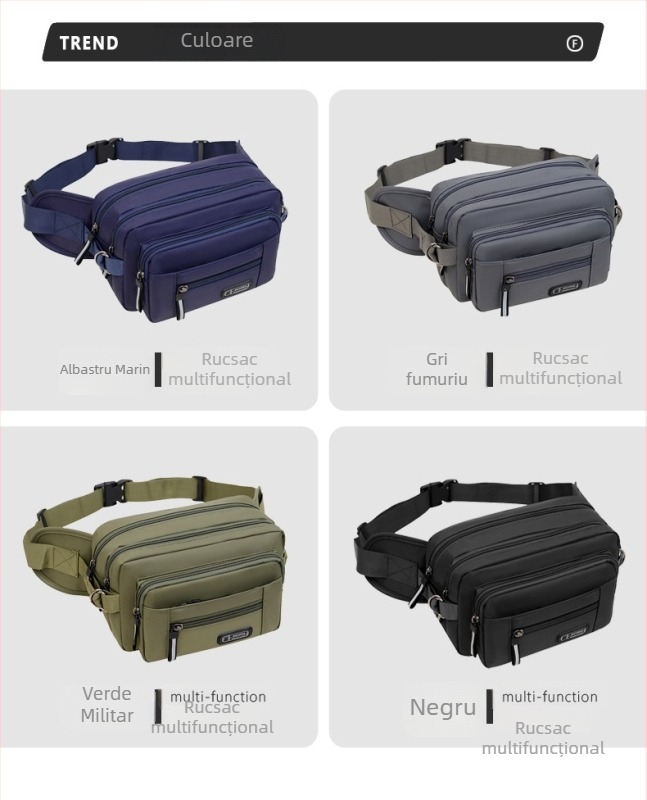 Geantă pentru piept bărbați – crossbody, stil stradal, film din piele, Ultra-ușoară, rezistentă la uzură, cu mai multe compartimente, căptușită poliester