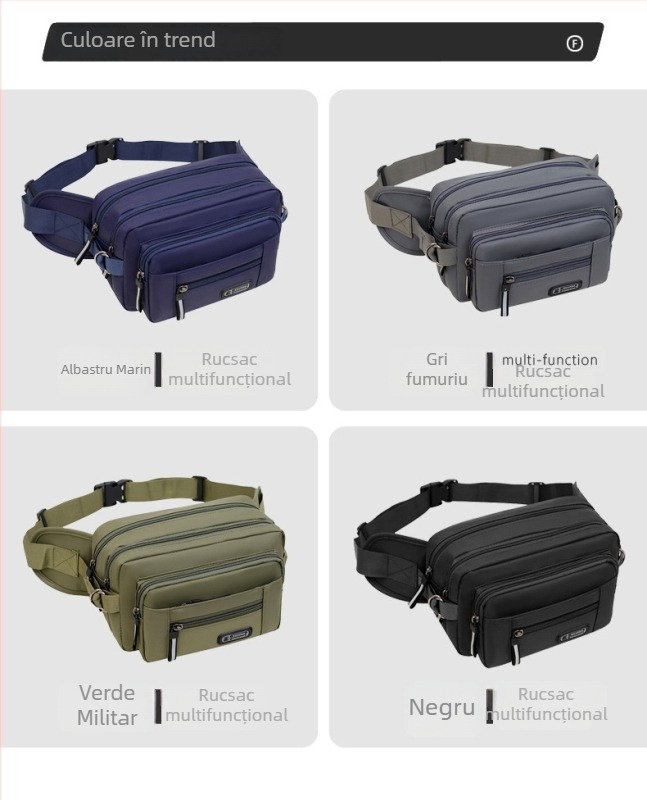 Geantă pentru piept bărbați – crossbody, stil stradal, film din piele, Ultra-ușoară, rezistentă la uzură, cu mai multe compartimente, căptușită poliester