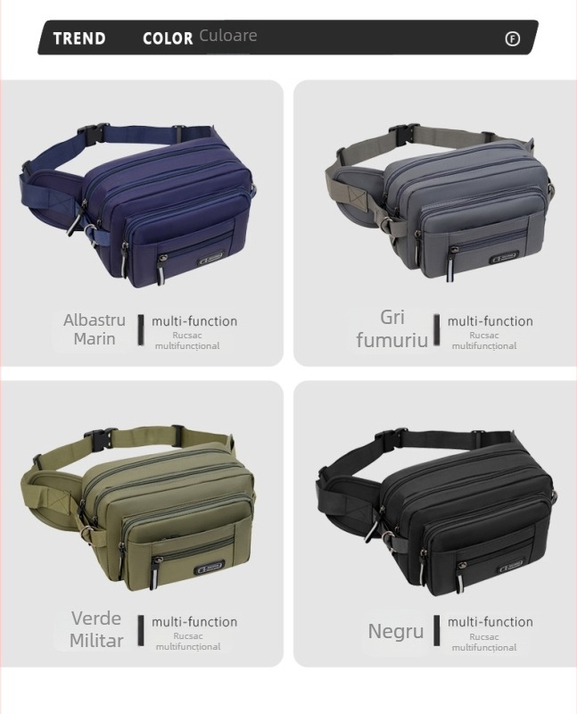 Geantă pentru piept bărbați – crossbody, stil stradal, film din piele, Ultra-ușoară, rezistentă la uzură, cu mai multe compartimente, căptușită poliester