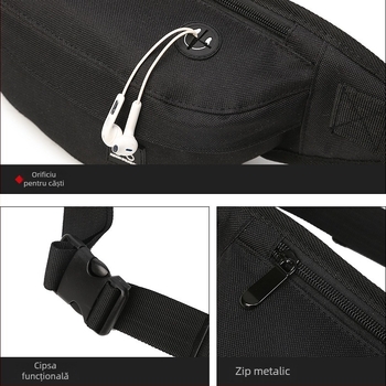 Geantă de talie pentru bărbați, nylon, respirabilă, culoare solidă, stil urban
