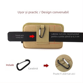 Geantă de talie pentru telefon pentru bărbați, cu curea, multifuncțională, orientare orizontală și verticală, pentru călătorii de agrement