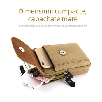 Geantă de talie pentru telefon pentru bărbați, cu curea, multifuncțională, orientare orizontală și verticală, pentru călătorii de agrement