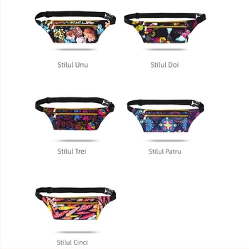 Geantă de talie pentru bărbați, cu imprimeu floral etnic, material Oxford, fermoar, design de reducere a încărcăturii, cross-body