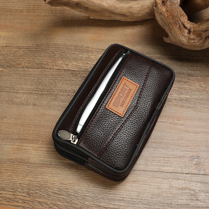 Borsetă de talie din piele pentru bărbați, stil urban minimalist, impermeabil, căptușeală poliester