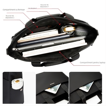 337 Geantă de documente pentru bărbați, din pânză Oxford, închidere cu fermoar, stil de afaceri