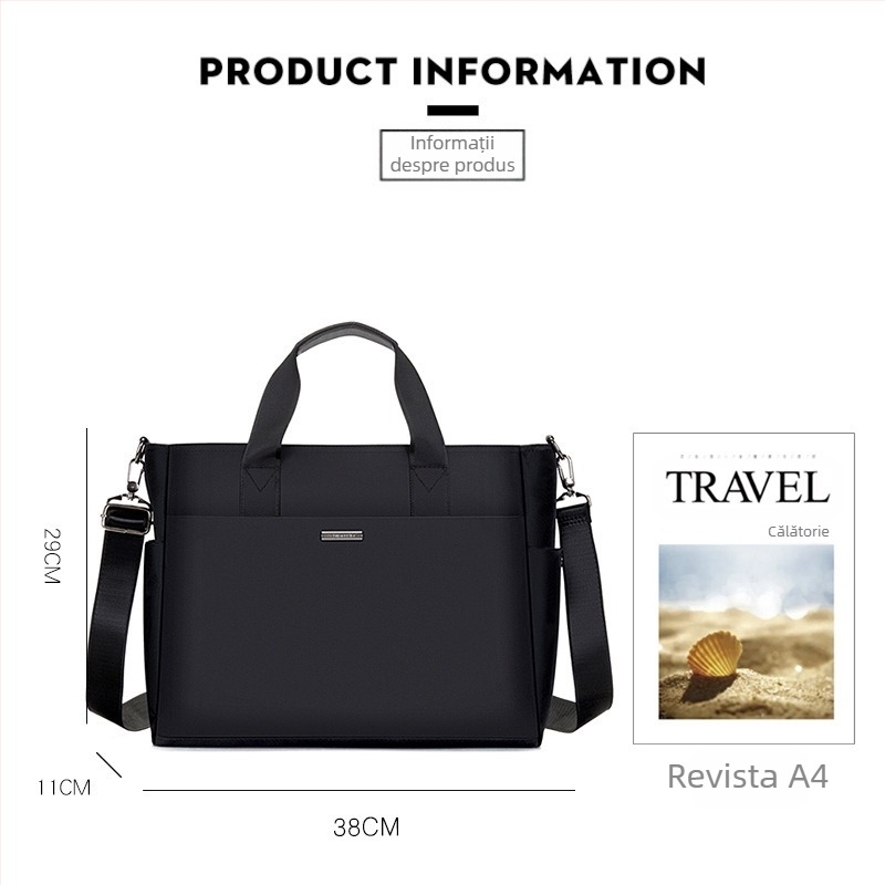 337 Geantă de documente pentru bărbați, din pânză Oxford, închidere cu fermoar, stil de afaceri