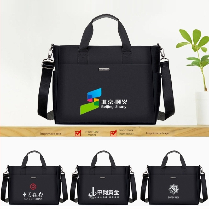 337 Geantă de documente pentru bărbați, din pânză Oxford, închidere cu fermoar, stil de afaceri