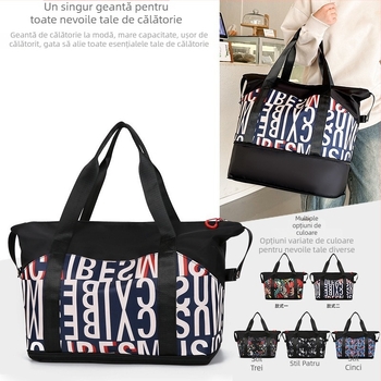 Geantă de voiaj pentru cabină, capacitate 20–35 L, material Oxford, impermeabilă, rezistentă la uzură, separare uscat/umed, model geometric, stil urban