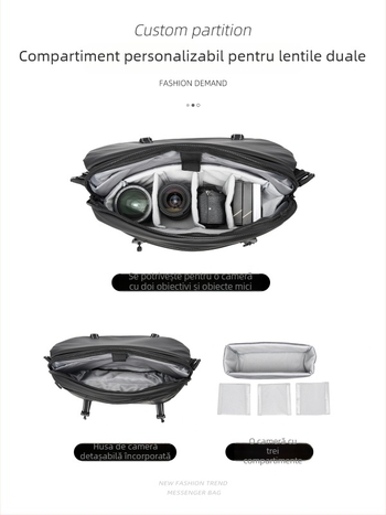 Moyyi Geantă de Cameră – Geantă Messenger din Pânză Oxford pentru DSLR și Mirrorless, Respirabilă, Curea de Umăr Curbată, 1,03 kg