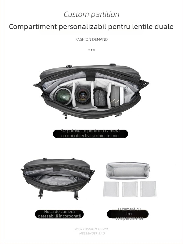 Moyyi Geantă de Cameră – Geantă Messenger din Pânză Oxford pentru DSLR și Mirrorless, Respirabilă, Curea de Umăr Curbată, 1,03 kg