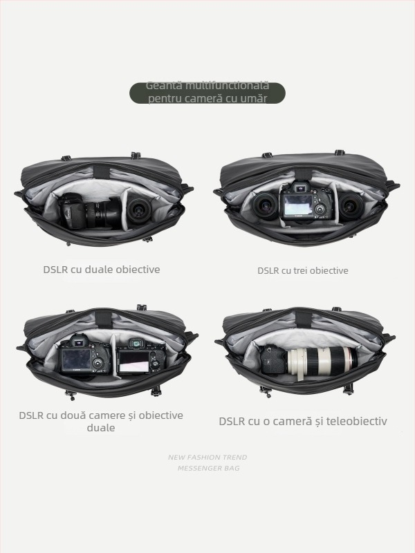 Moyyi Geantă de Cameră – Geantă Messenger din Pânză Oxford pentru DSLR și Mirrorless, Respirabilă, Curea de Umăr Curbată, 1,03 kg