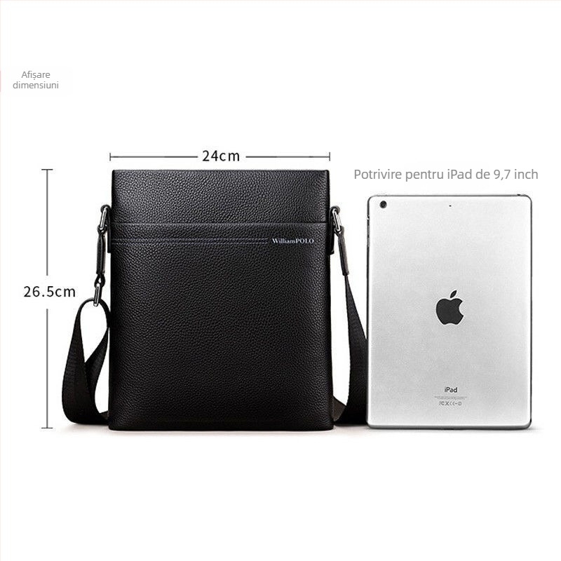 Emperor Paul POLO001 geantă de umăr din piele pentru bărbați, verticală, stil naveta de afaceri, căptușeală poliester