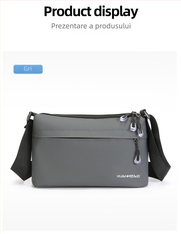 Geantă de umăr pentru bărbați – stil stradal, material membrană, impermeabilă, compatibilă cu laptop de 8 inch