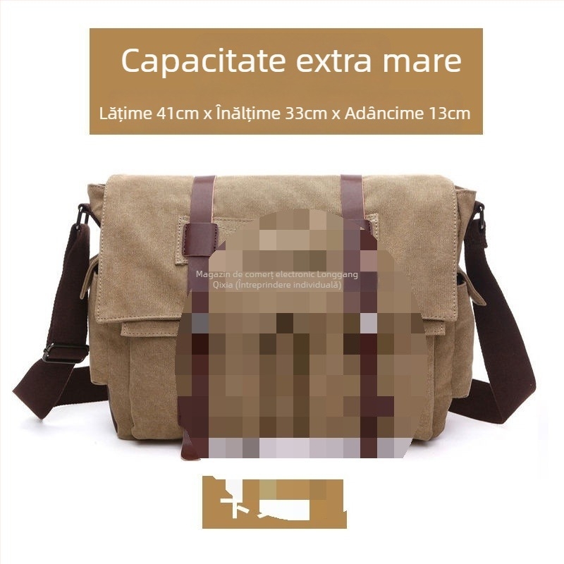 Geantă de umăr pentru bărbați, poliester cu căptușeală din pânză, compartiment pentru laptop de 15 inch, ultra-ușoară pentru călătorii de plăcere
