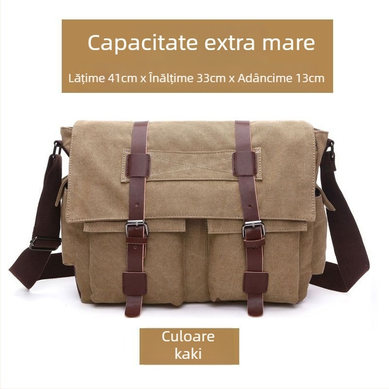 Geantă de umăr pentru bărbați, poliester cu căptușeală din pânză, compartiment pentru laptop de 15 inch, ultra-ușoară pentru călătorii de plăcere