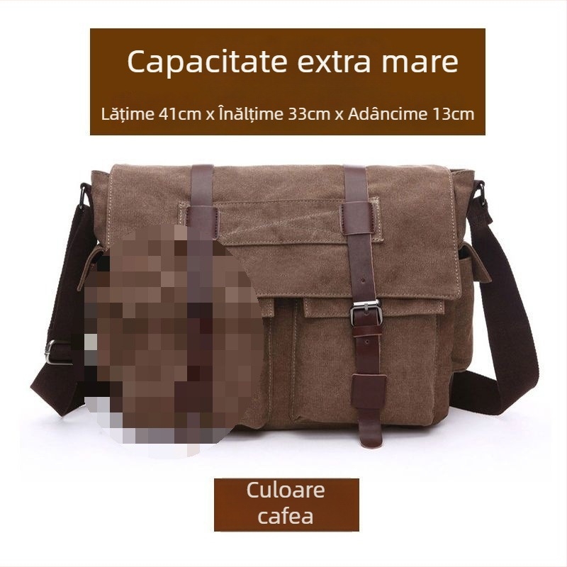 Geantă de umăr pentru bărbați, poliester cu căptușeală din pânză, compartiment pentru laptop de 15 inch, ultra-ușoară pentru călătorii de plăcere