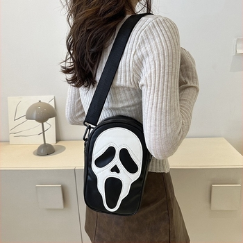 Geantă crossbody - Unisex, PU material, Stil stradal, Formă pătrată verticală, Închidere cu fermoar, Căptușeală sintetică