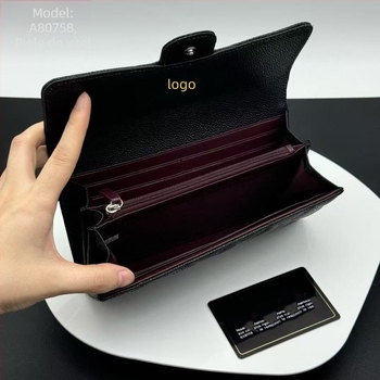 Portofel din piele naturală, lung, design cu două pliuri, piele din primul strat, căptușeală poliester