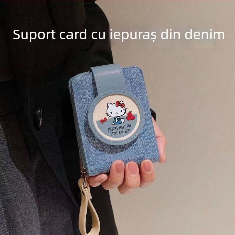Port-card PU cu imprimeu pisică, Unisex, pentru călătorii de relaxare, impermeabil