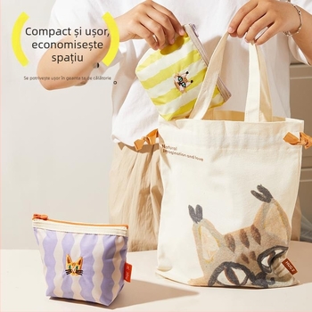 Monedă portofel, geantă de cosmetică din pânză, geantă mică în stil geantă de mână, organizator multifuncțional pentru machiaj și călătorii