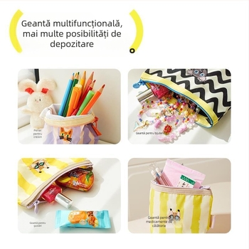 Monedă portofel, geantă de cosmetică din pânză, geantă mică în stil geantă de mână, organizator multifuncțional pentru machiaj și călătorii