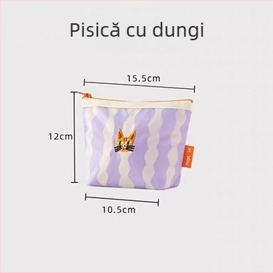 Monedă portofel, geantă de cosmetică din pânză, geantă mică în stil geantă de mână, organizator multifuncțional pentru machiaj și călătorii