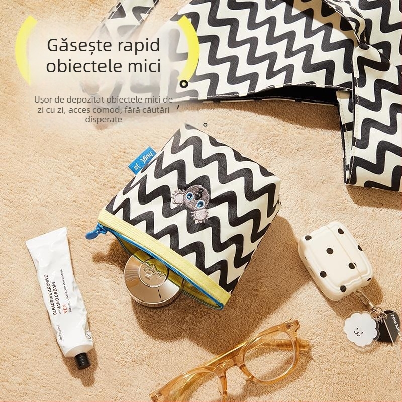 Monedă portofel, geantă de cosmetică din pânză, geantă mică în stil geantă de mână, organizator multifuncțional pentru machiaj și călătorii