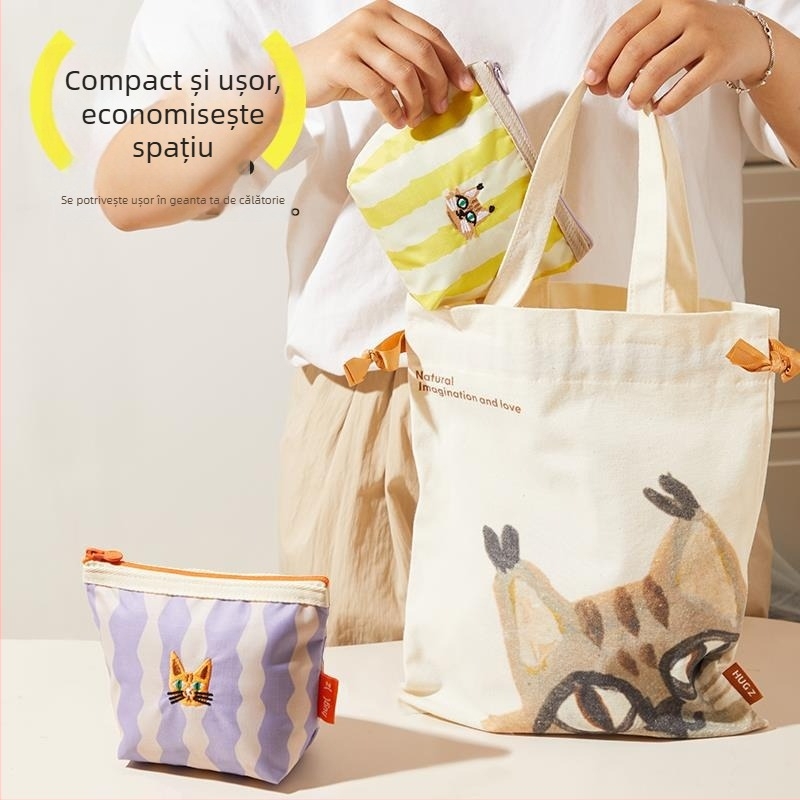 Monedă portofel, geantă de cosmetică din pânză, geantă mică în stil geantă de mână, organizator multifuncțional pentru machiaj și călătorii